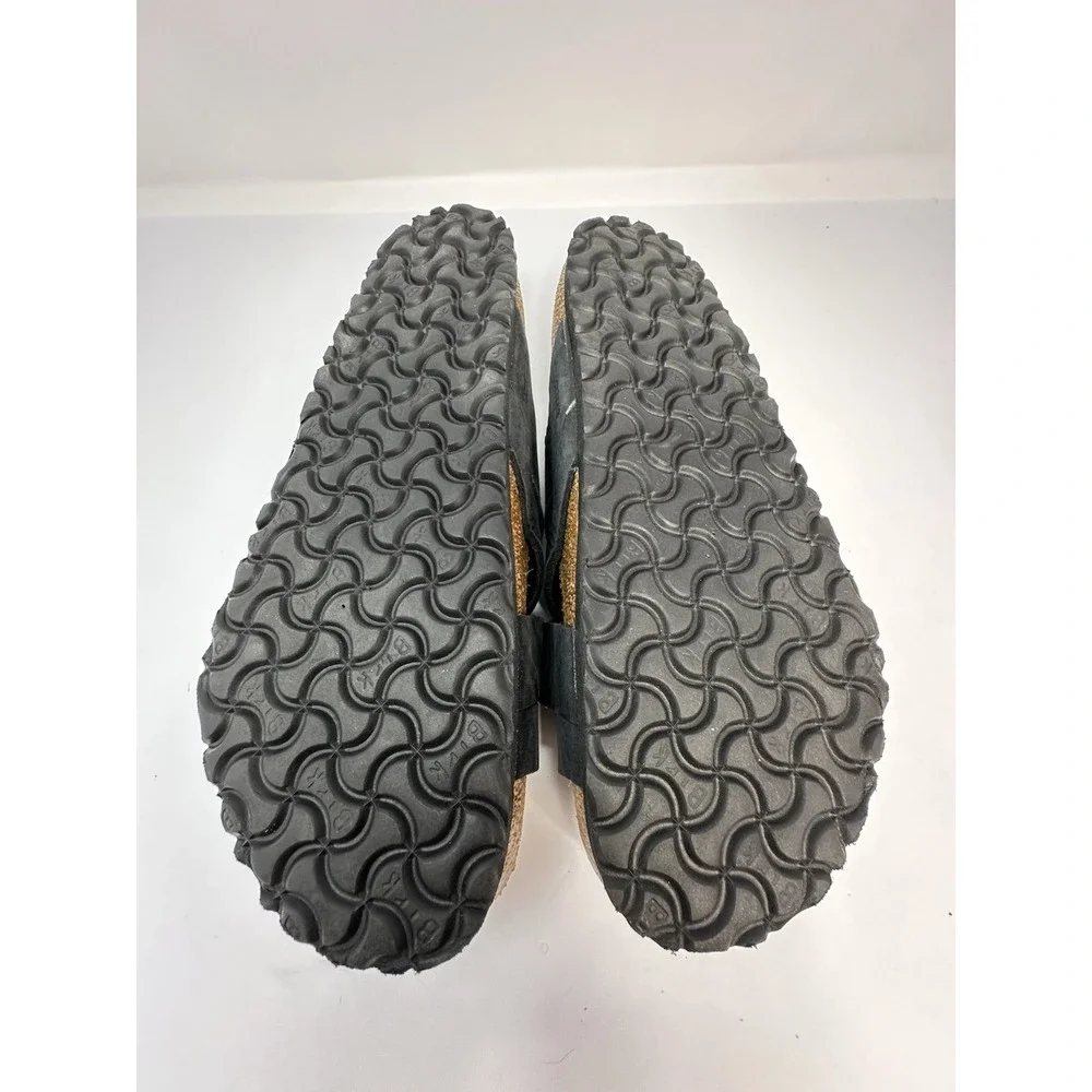 Birkenstock Lugano Suede Sandals SFB Black Mens Size 44 US 11 NWOB